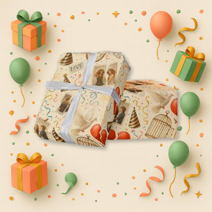 Empowered Red Heart Collage Holiday Wrapping Paper
