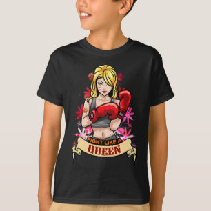 Empowered Strong Woman Boxing Kickboxing Girl Fitn T-Shirt
