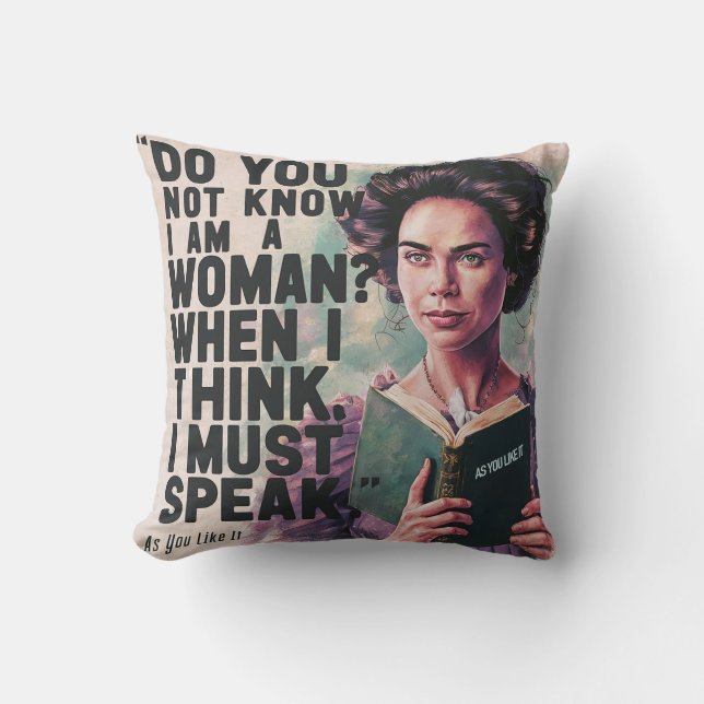 "Empowered Thoughts" Feminist Shakespeare Pillow (Front)