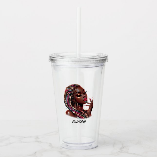 Empowered Urban Chic African American Woman Acrylic Tumbler (Front)
