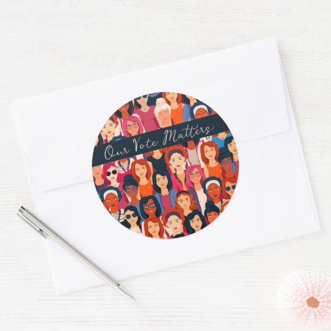 Empowered Women Vote Blank Inside Card Classic Round Sticker (Envelope)