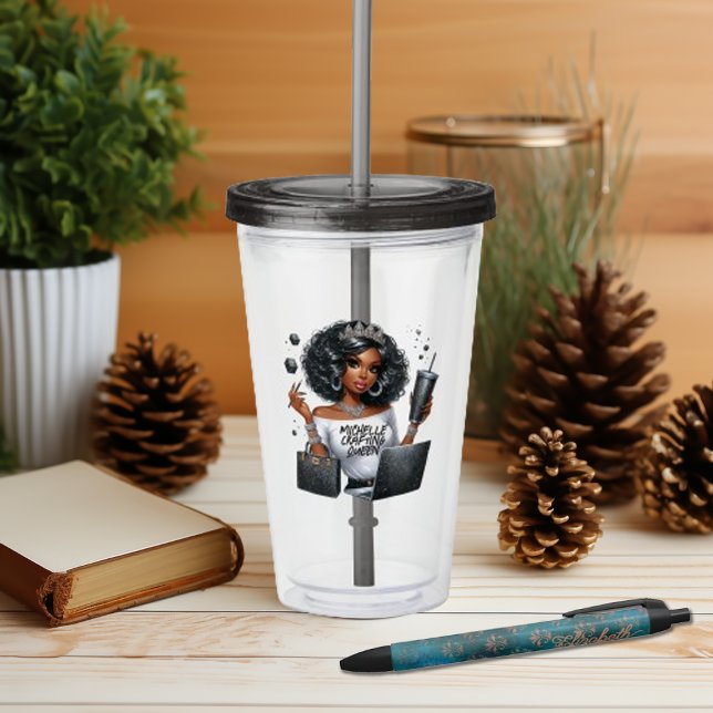 Empowering African American Crafting Queen Art Acrylic Tumbler (Empowering African American Crafting Queen Art Acrylic Tumbler)