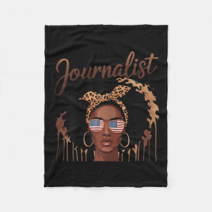 Empowering Black Journalist Bold Afro Portrait Fleece Blanket