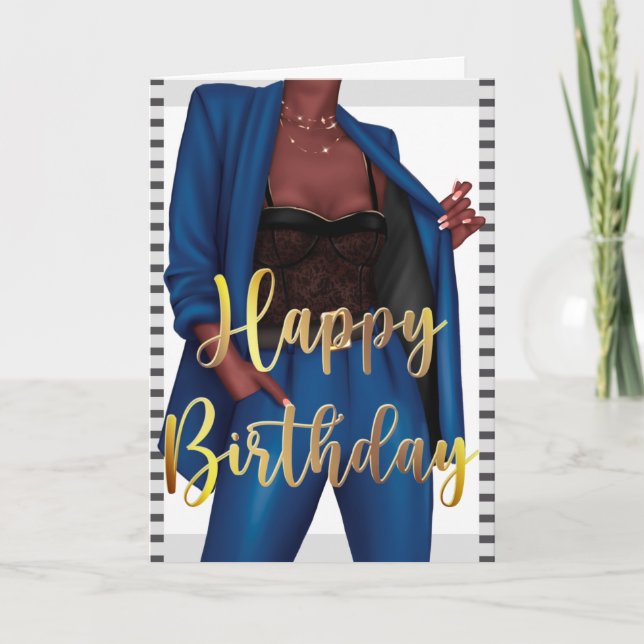 Empowering Black Women 'Girl Boss' Birthday Card (Front)