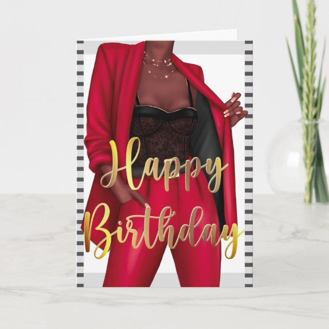Empowering Black Women 'Girl Boss' Birthday Card (Front)