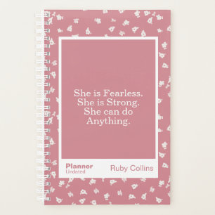 Empowering Dusty Pink Modern Floral Quote Planner