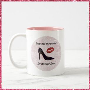 Empowering Let Women Lead Pink and Purple Two-Tone Coffee Mug