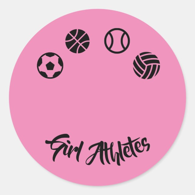 Empowering Pink Modern Girl Athletes Stickers (Front)