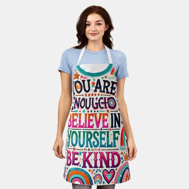 Empowering Positive Affirmations-Uplifting Kitchen Apron (Worn)