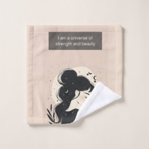Empowering Woman Strength Tan Black Wash Cloth