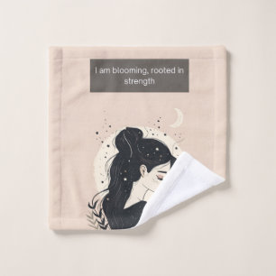 Empowering Woman Strength Tan Black Wash Cloth