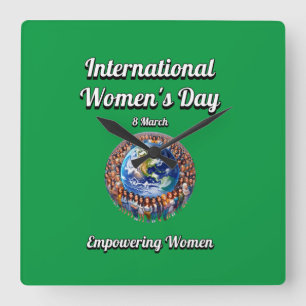 Empowering Women. International Women's Day. Square Wall Clock