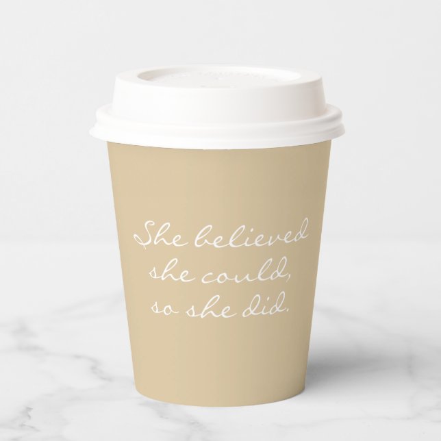 Empowering Workday Coffee Takeaway Beige White Paper Cups (Left)