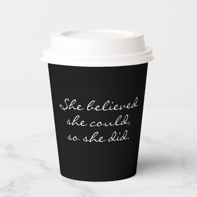 Empowering Workday Coffee Takeaway Black White Paper Cups (Left)