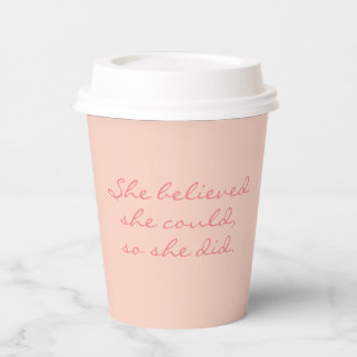 Empowering Workday Coffee Takeaway Chic Pink White Paper Cups