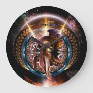 Empress Arzriani Art Nouveau Fractal Portrait Large Clock