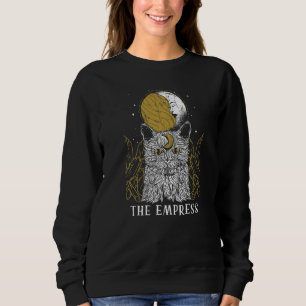 Empress Cat Moon Tarot Card Pagan Goblincore Goth  Sweatshirt
