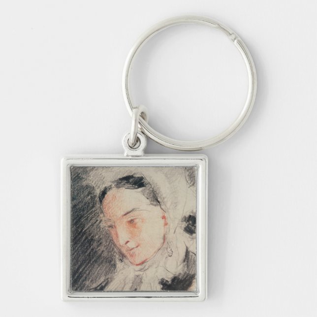 Empress Eugénie (black & red chalk) Key Ring (Front)