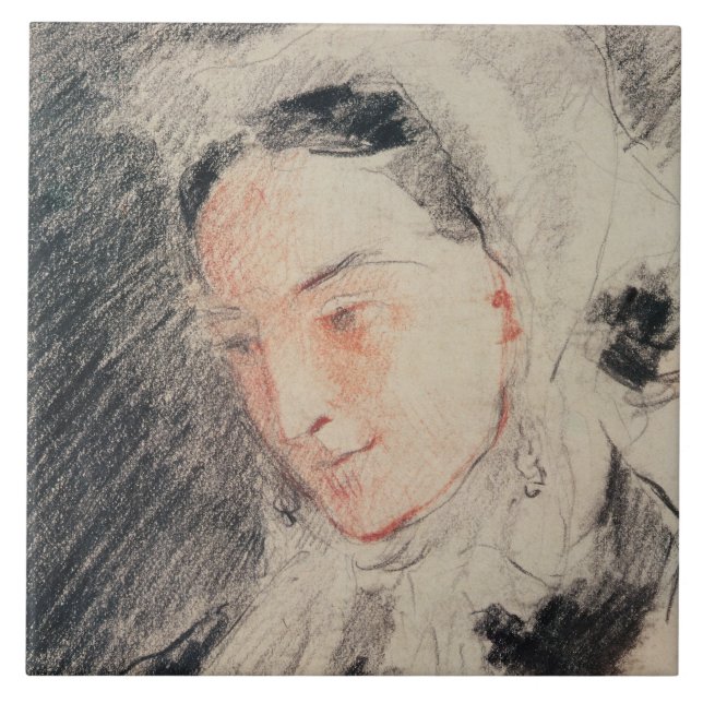 Empress Eugénie (black & red chalk) Tile (Front)