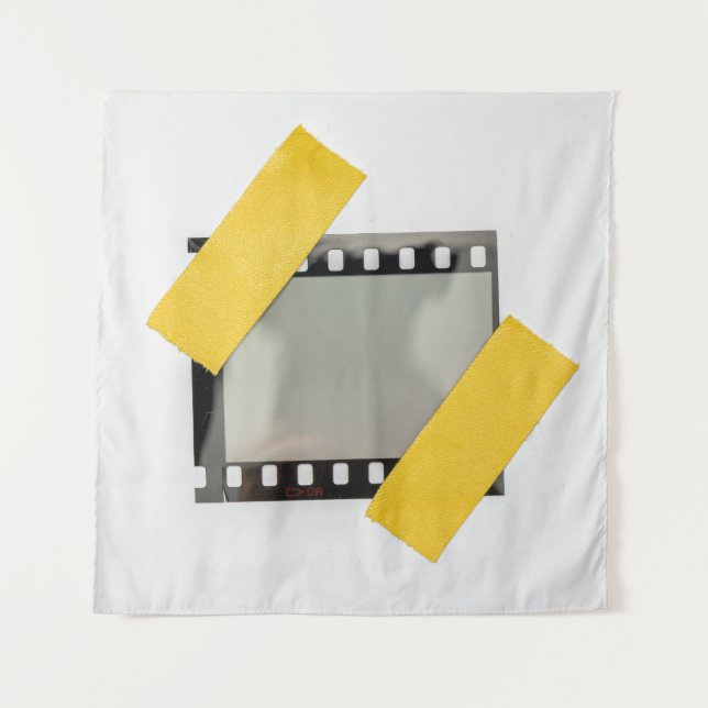 Empty 35mm film frame, yellow strips. tapestry (Front)