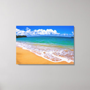 Empty Beach And Blue Waters Canvas Print