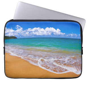 Empty Beach And Blue Waters Laptop Sleeve