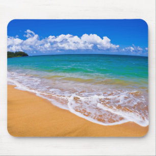Empty Beach And Blue Waters Mouse Pad