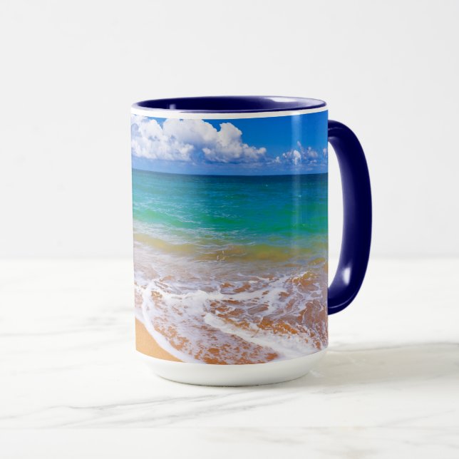 Empty Beach And Blue Waters Mug (Front Right)