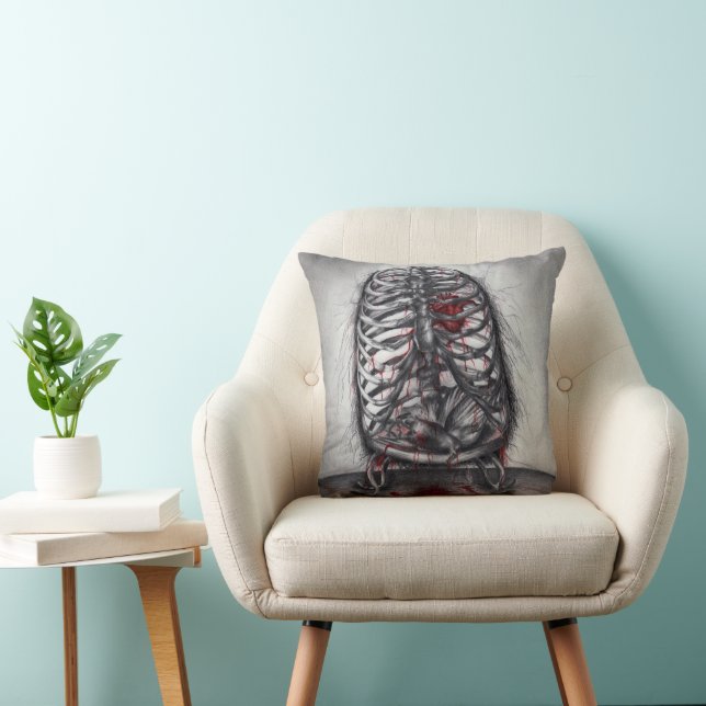 Empty Cage Anatomy Gothic Horror Original Art Cushion (Chair)