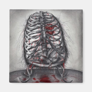 Empty Cage Anatomy Heart Surrealism Horror Art Magnet