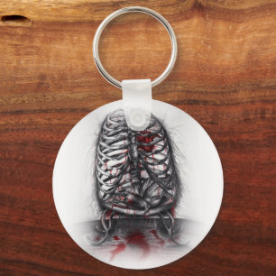 Empty Cage Human Anatomy Rib Surreal Horror Art Key Ring