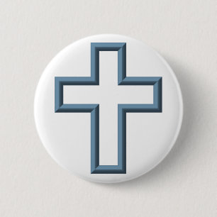 Empty cross 6 cm round badge