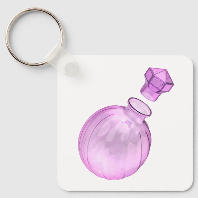 Empty decorative purple glass bottle key ring (Front)