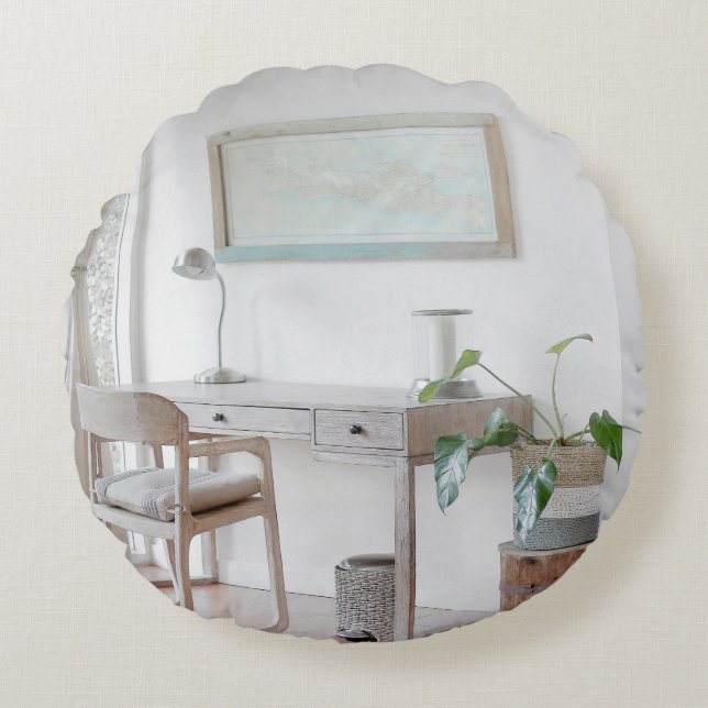 EMPTY DESK NEAR CURTAIN ROUND CUSHION (Front)