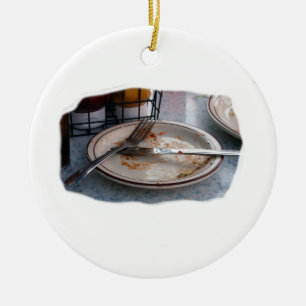 Empty Eaten Plate Fork Knife Food Foodie Design Ceramic Tree Decoration