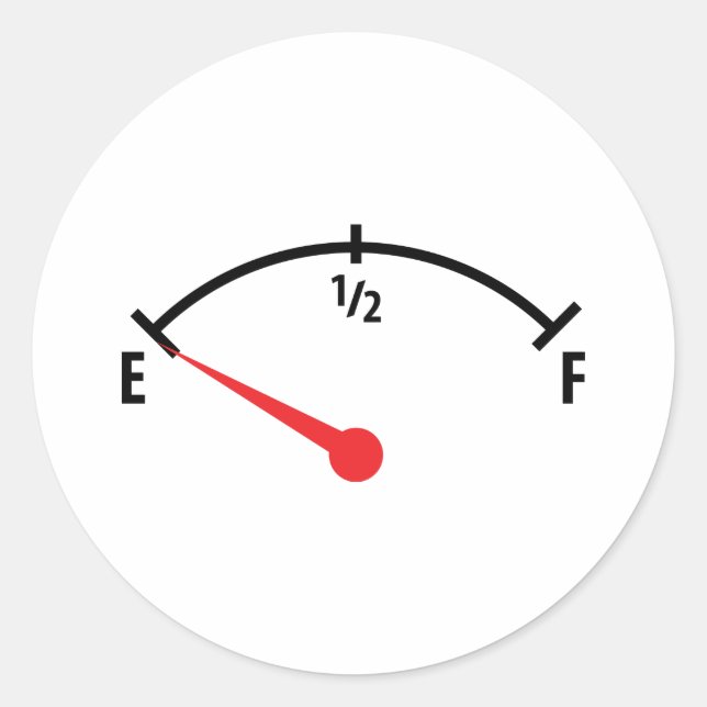 empty fuel tank indicator gauge car classic round sticker (Front)