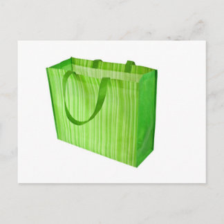 Empty green reusable shopping bag postcard