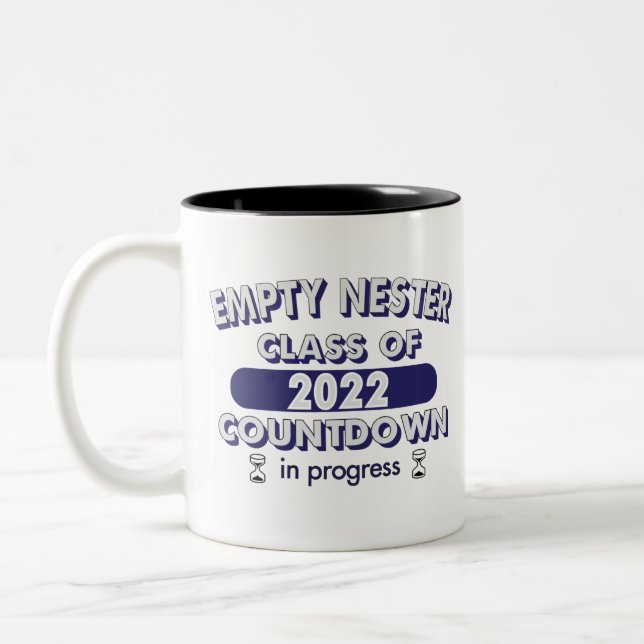 Empty Nester Class of 2022 Countdown in Progress Two-Tone Coffee Mug (Left)