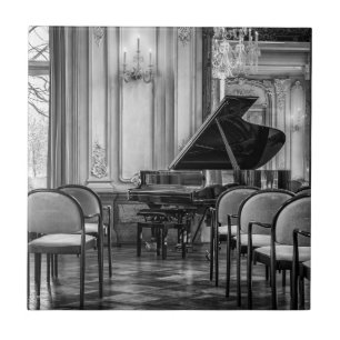 Empty Notes Black and White Music Photo Tile
