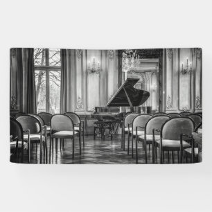 Empty Notes Black and White Music Photograph Banner