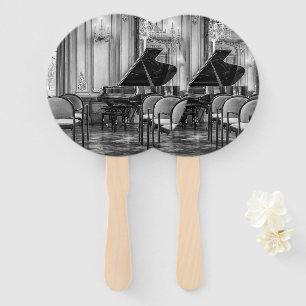 Empty Notes Black and White Music Photograph Hand Fan