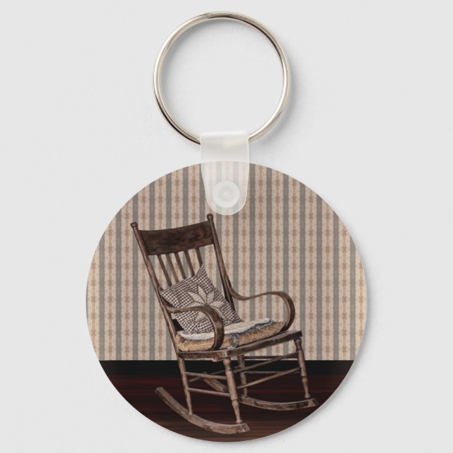 Empty Old Vintage  Rocking Chair Key Ring (Front)