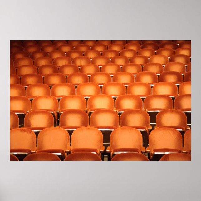 Empty Orange Seats in Auditorium Poster (Front)