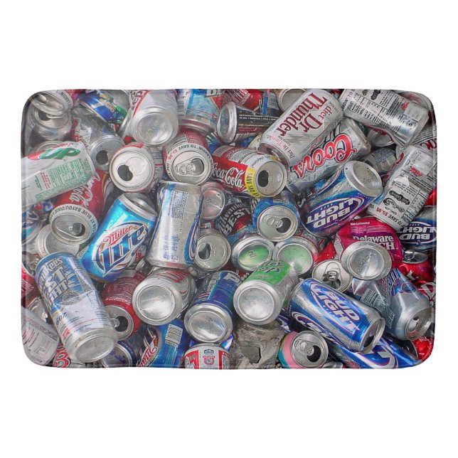 Empty Soda and Beer Cans Bath Mat (Front)