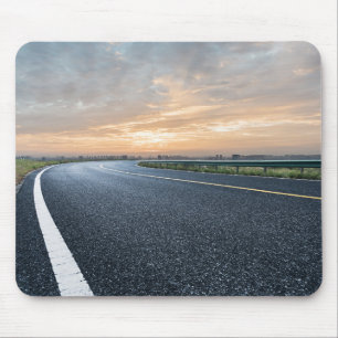 Empty Tarmac Road Against Sunset Sky Mouse Pad