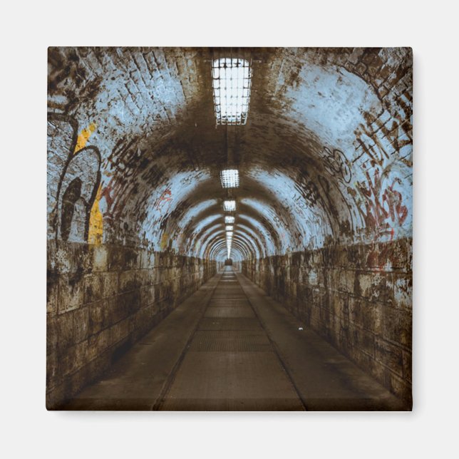 Empty Train Tunnel with Graffiti Magnet (Front)