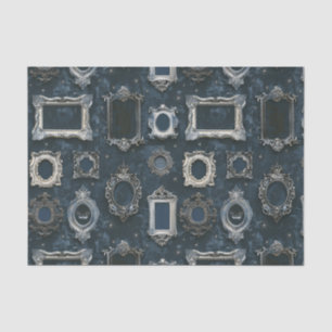 Empty Vintage Frames on a Blue Background Tissue Paper