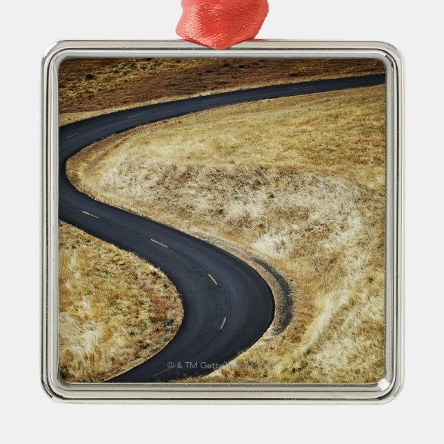 Empty winding paved road metal tree decoration (Front)