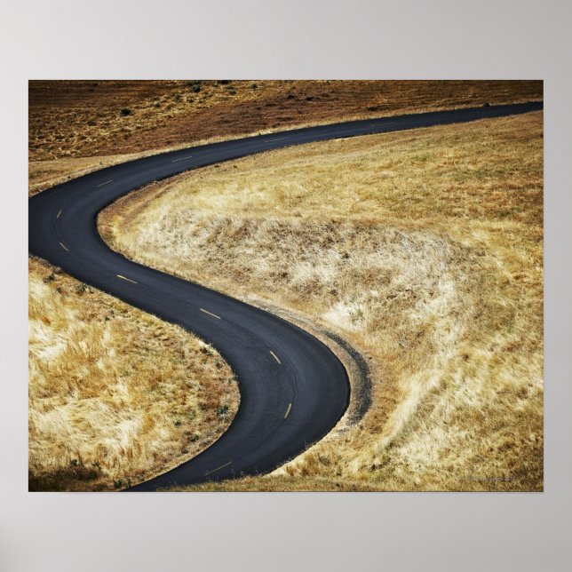 Empty winding paved road poster (Front)