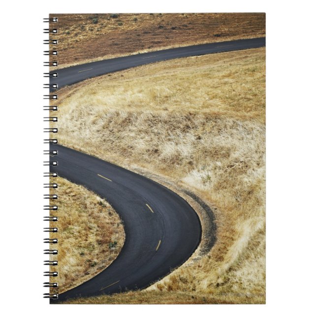 Empty winding paved road spiral notebook (Front)